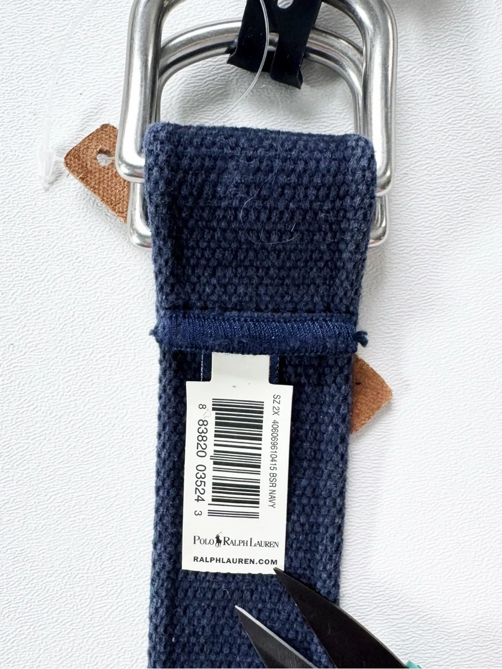 Polo by Ralph Lauren Navy Canvas Belt with Leather Logo Patch | 2X NWT